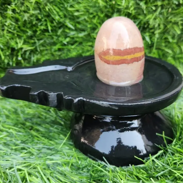 Narmada-tilak-shivling-set-damru-jaladhari Large Narmadeshwar Shivling – Perfect for Temple Installation
