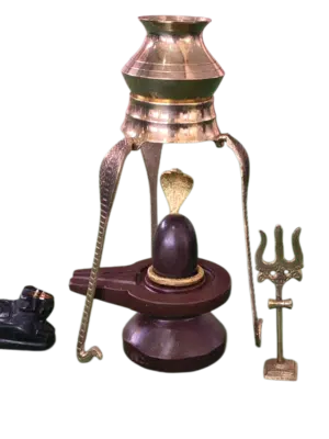 WhatsApp Image 2026-02-27 at 6,25,48 PM-Picsart-BackgroundRemover Shivling With Jaladhari, Nandi, Trishul, Naag, Kalash and stand - Narmada River Stone shivling