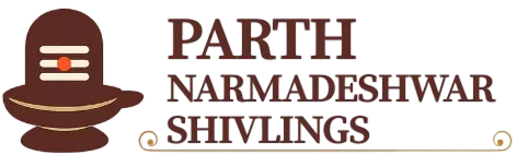 Parth Narmadeshwar Shivlings official logo featuring sacred Trishul and natural Shivling symbol