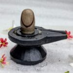 2" Inches Narmada Shivling with Damru Shape Jaladhari(Base) for Home