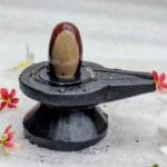 2" Inches Narmadeshwar Shivling with Damru Shape Jaladhari(Base) for Home use