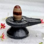 2" Inches Narmadeshwar Shivling with Damru Shape Jaladhari(Base) for Home
