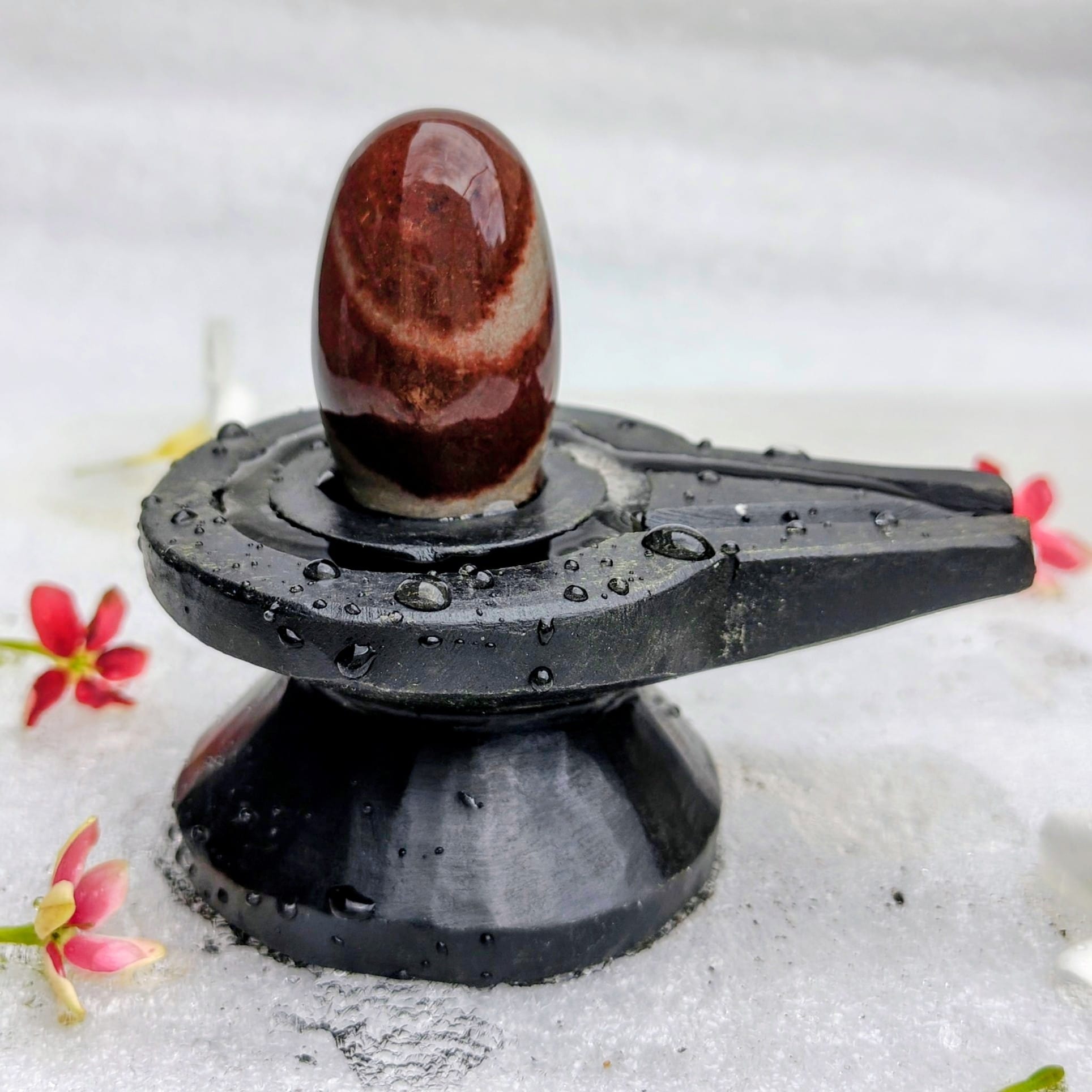 IMG_20260814_143209085_HDR (1) 2" Inches Narmadeshwar Shivling with Damru Shape Jaladhari(Base) for Home - Image 1