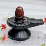 2" Inches Narmadeshwar Shivling with Damru Shape Jaladhari(Base) for Home