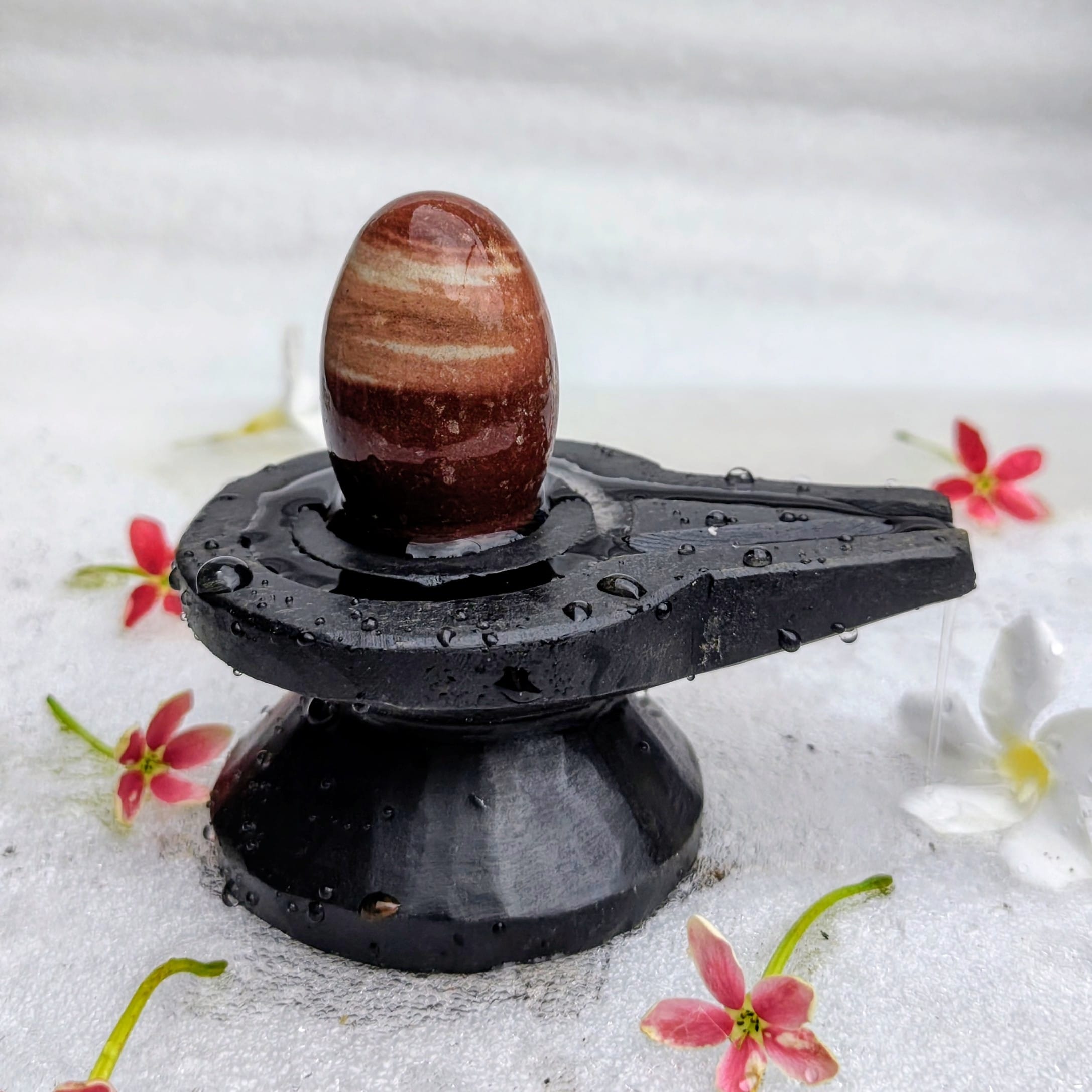 IMG_20260814_143744284_HDR (1) 2" Inches Narmadeshwar Shivling with Damru Shape Jaladhari(Base) for Home - Image 1