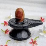 2" Inches Narmadeshwar Shivling with Damru Shape Jaladhari(Base) for Home
