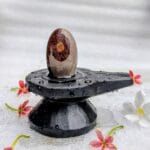 2" Inches Narmadeshwar Shivling with Damru Shape Jaladhari(Base) for Home
