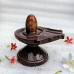 2" Inches Narmadeshwar Shivling with Damru Shape Jaladhari(Base) for Home