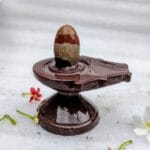 2" Inches Narmadeshwar Shivling with Damru Shape Jaladhari(Base) for Home